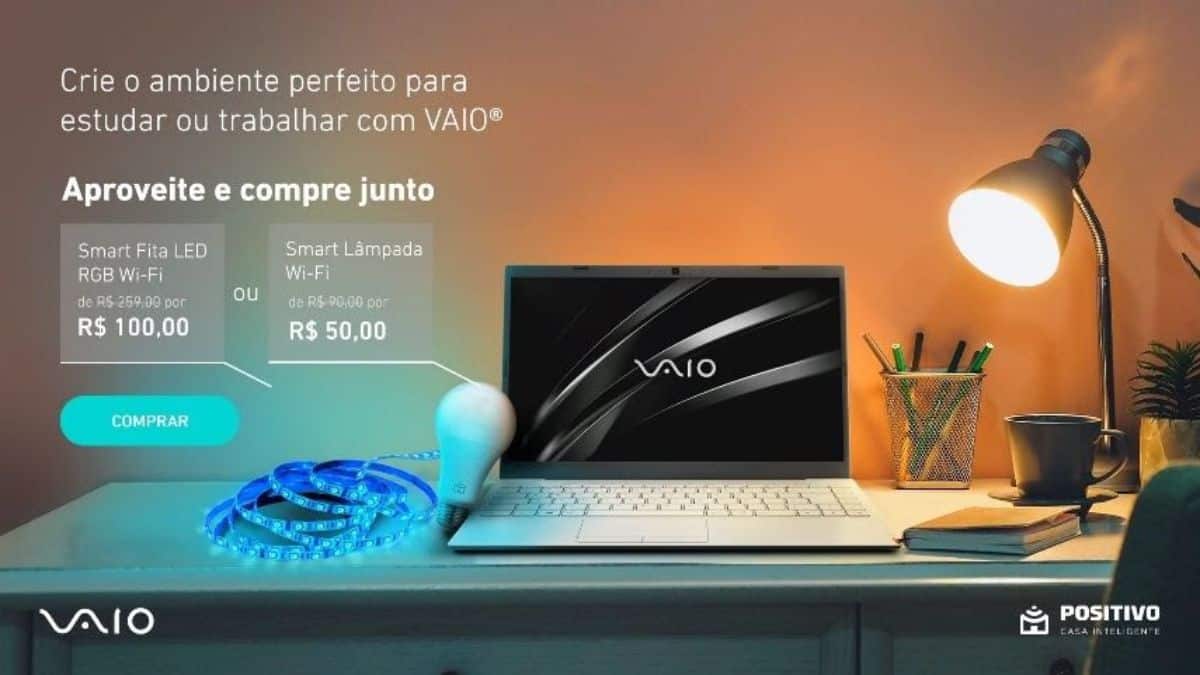 Promoção da VAIO tem descontos que chegam a R$ 1.825 em notebooks e oferta adicional de até 75% em produtos da Positivo Casa Inteligente 9