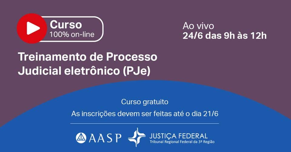 Inscrições abertas para o Treinamento on-line e gratuito da plataforma PJe 6